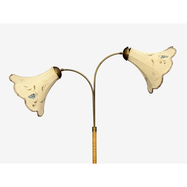 1940s 1940s Swedish Modern, Floor Lamp, Rattan, Elm, Fabric For Sale - Image 5 of 14