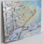 Late 20th Century French Vintage Seascape Painting on Board For Sale - Image 5 of 10