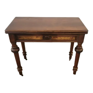 Antique 1870s Victorian Flip Top Game Card Table Walnut Eastlake