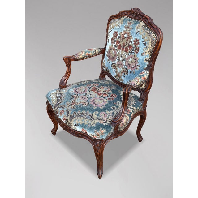 19th Century Louis XV French Fauteuil Armchairs, 1860s, Set of 4 For Sale - Image 9 of 15