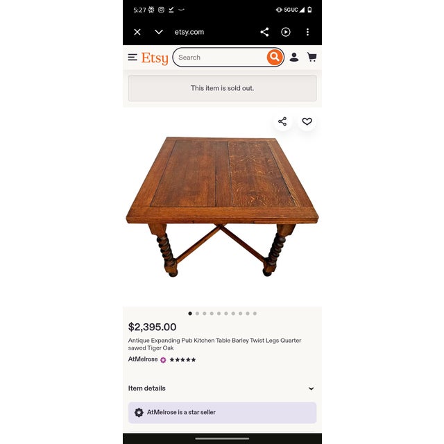 Rustic European Antique Expanding Pub Kitchen Table Barley Twist Legs Quarter Sawed Tiger Oak For Sale - Image 3 of 3