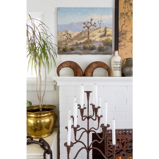 Early 20th Century Antique Joshua Tree California Desert Landscape Signed Oil Painting For Sale - Image 5 of 14