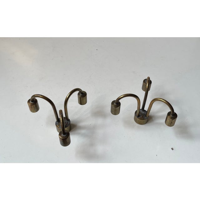 Small Danish Candleholders in Brass, 1960s, Set of 2 For Sale - Image 4 of 8
