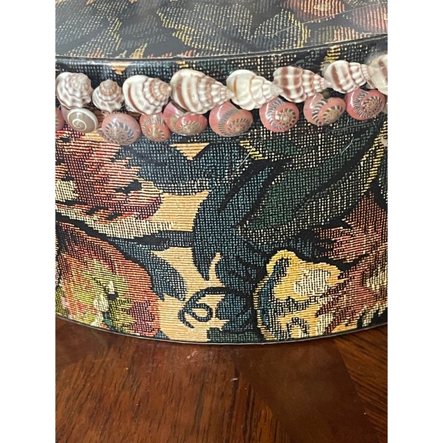 Antique Brocade Paper-Box With Sea Shell Decoration For Sale - Image 4 of 5