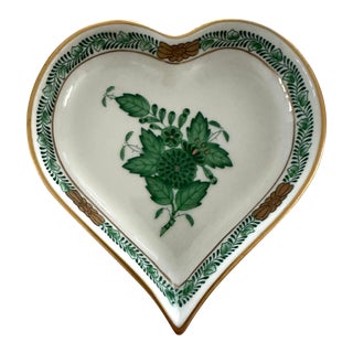 1990s Herend Chinese Bouquet Heart Dish Hungary For Sale
