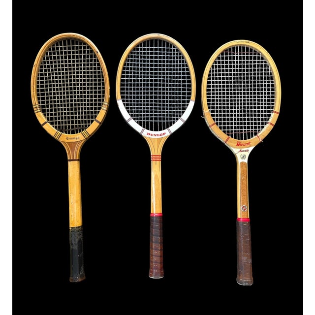 Wood Vintage Wooden Tennis Rackets Wall Display Set. Set of 6. Spaulding, Wilson, Etc For Sale - Image 7 of 7