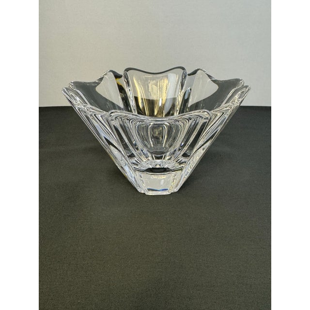 1980s Orrefors Orion Crystal Tulip Bowl 5.5” Lars Hellsten 1987 Swedish Art Glass Retired For Sale - Image 5 of 9