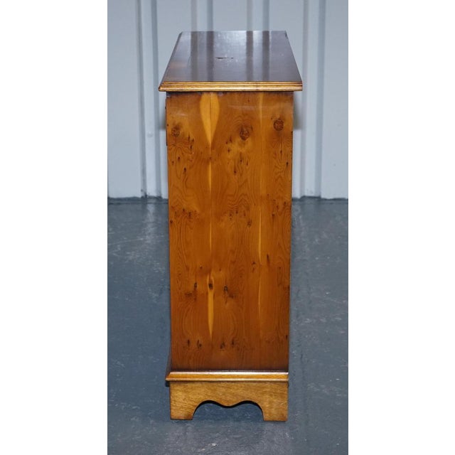 Small Vintage Burr Yew Wood Open Library Bookcase with Drawers and Shelf For Sale - Image 13 of 16