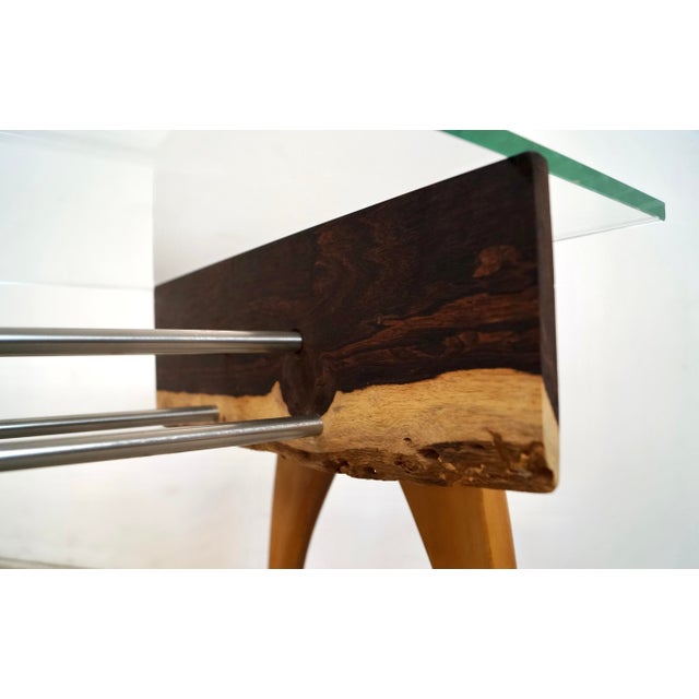 Mid-Century Modern Style Hand Crafted Walnut & Rosewood Side Table For Sale - Image 12 of 12