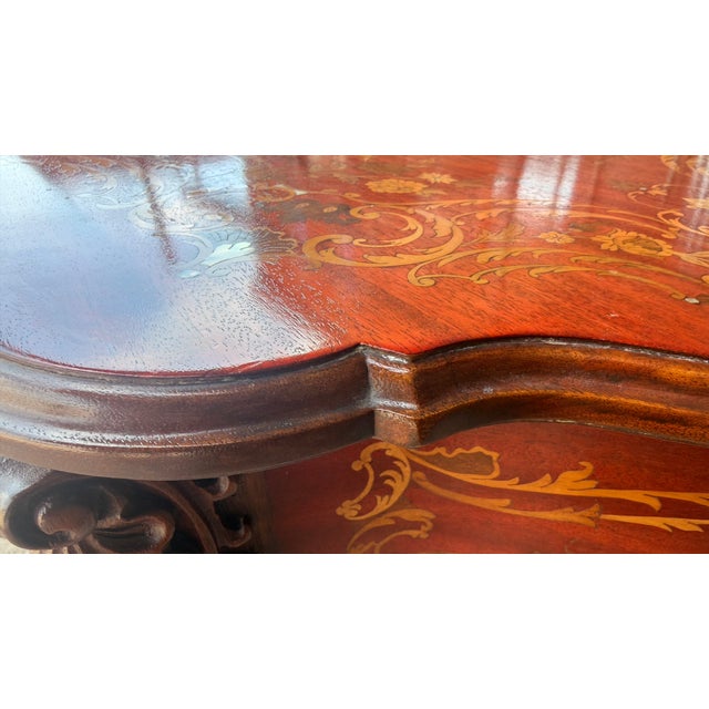 Vintage Rococo Style Printed Marquetry Accent Table For Sale - Image 15 of 16