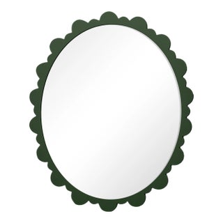 Fleur Home Garden District Valmont Oval Mirror in Duck Green, 42x48 For Sale