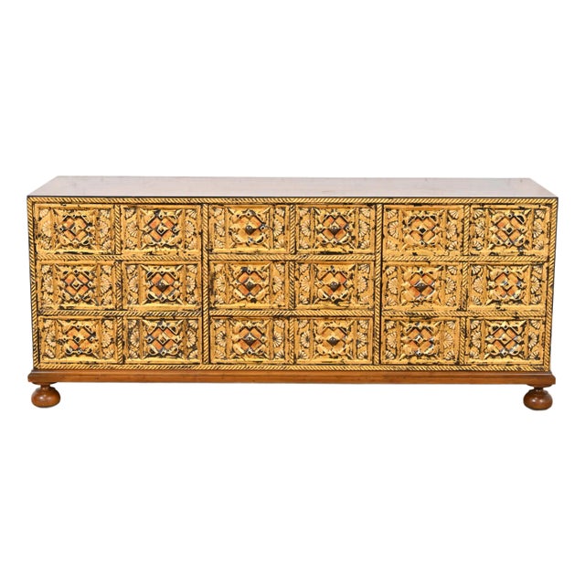 John Widdicomb Mediterranean Treasure Chest Low Credenza, 1960s For Sale