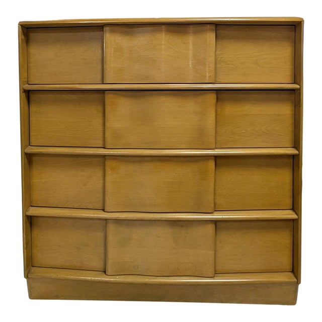 1950s Heywood Wakefield Birch Mid Century 4 Drawer “Sculptura” Dresser For Sale