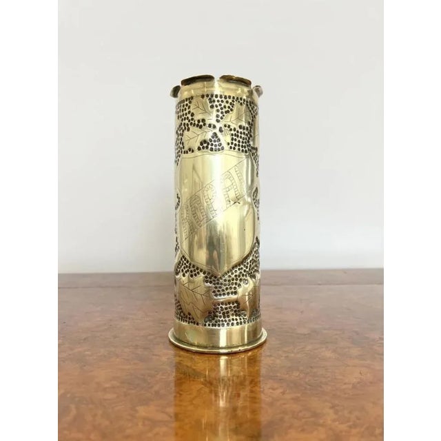 Antique Trench Art Brass Empty Shell Case, 1915 For Sale - Image 4 of 7