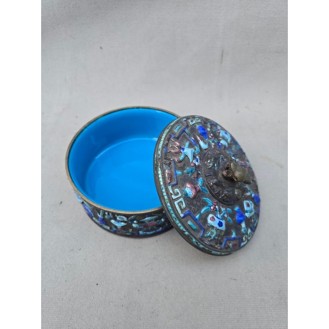 Chinese Enameled Box With Lid For Sale In Los Angeles - Image 6 of 8
