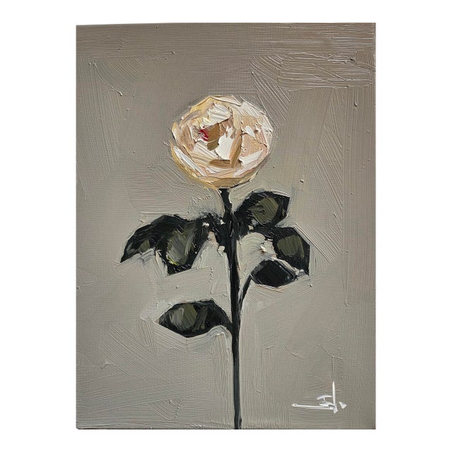 White Rose Oil Painting by Vivek Mandalia For Sale