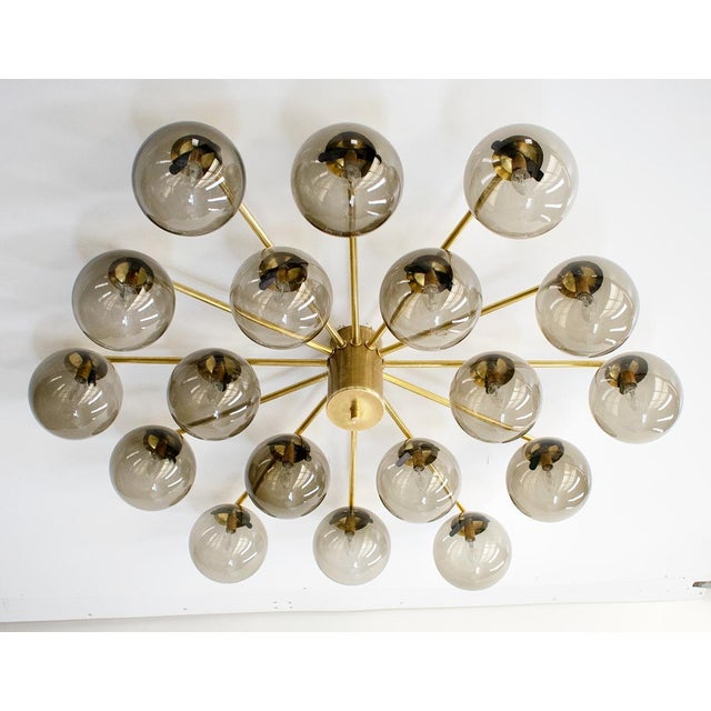 Italian 21st Century Natural Brass Smoky Murano Globes Flush Mount by Fabio LTD For Sale - Image 3 of 6