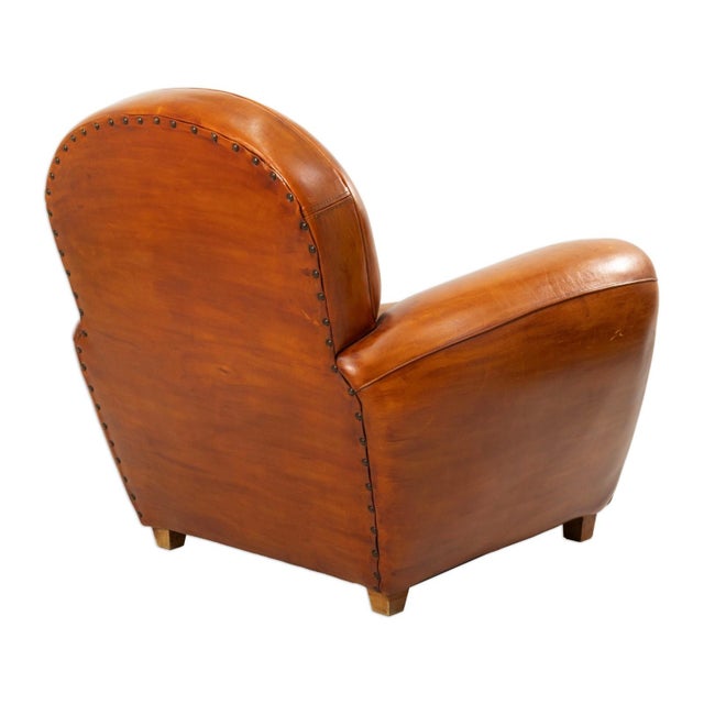 Pair of Artisan-Made Cognac Leather Armchairs For Sale - Image 4 of 8