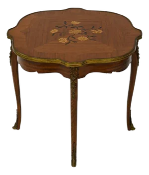 Italian Ormolu Side Table With Floral Marquetry Motif