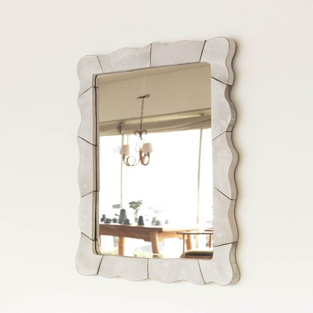 Art Deco Ceramic Wavy Mirror, Large For Sale - Image 3 of 8