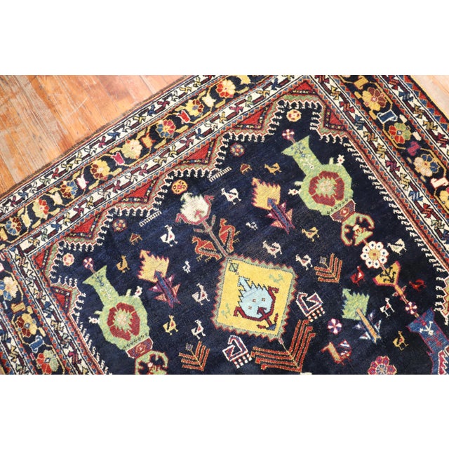 Late 19th Century One of a kind Tribal Shiraz geometric rug in a gallery format