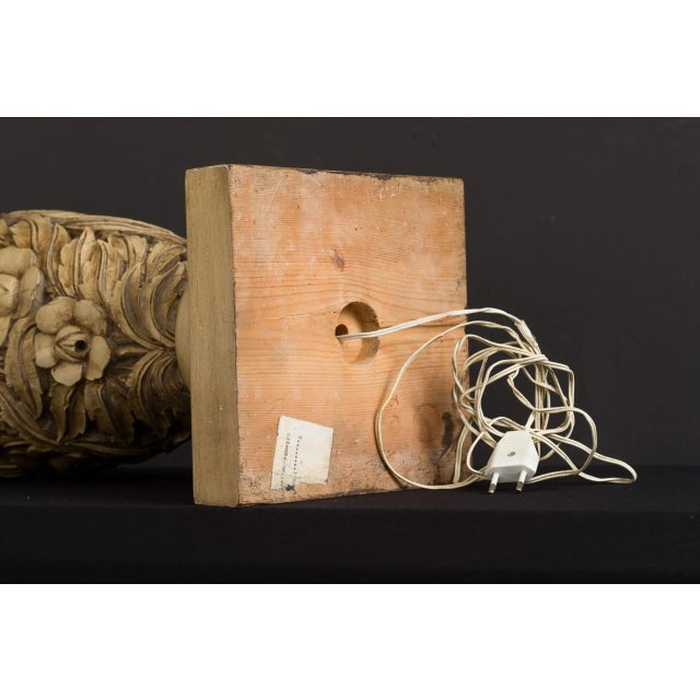 Wood Vintage Hand-Carved Wooden Table Lamps by Mariano García, 1960s, Set of 2 For Sale - Image 7 of 8