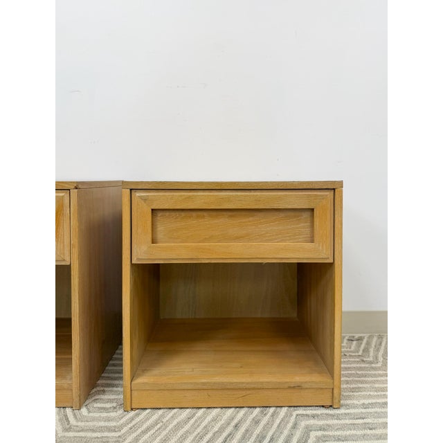 Mid 20th Century Mid 20th Century Thomasville Blonde Oak Nightstands Pair of Vintage Drawers Storage For Sale - Image 5 of 17