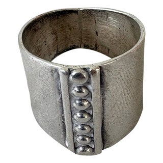 Vintage Sterling Silver Wide Band Ring For Sale