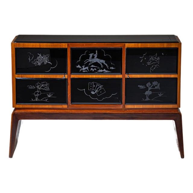 Bar Cabinet in the style of Osvaldo Borsani, Italy, 1940s For Sale