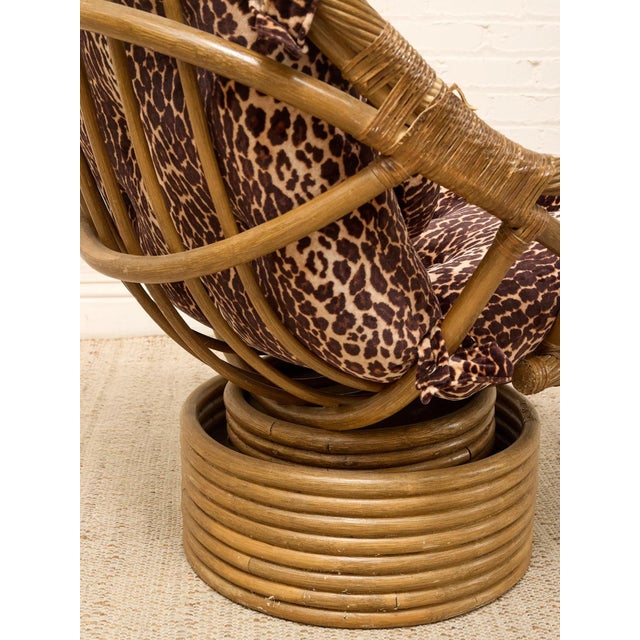 Vintage Tiki Bamboo Lounger With Leopard Print Upholstery For Sale In Los Angeles - Image 6 of 12