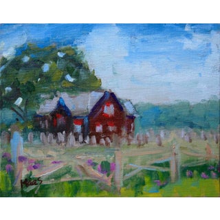 Brown Shake House, Contemporary Landscape Oil Painting For Sale