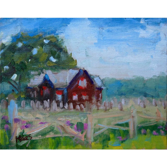 Brown Shake House, Contemporary Landscape Oil Painting For Sale
