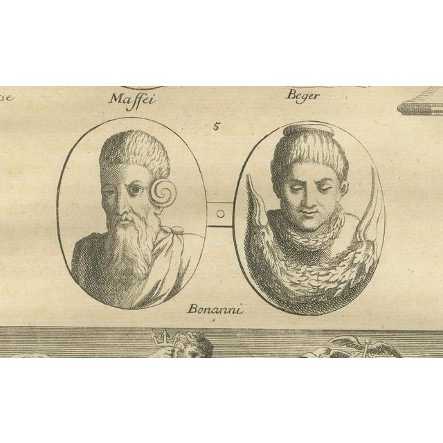 After Bernard de Montfaucon, Roman Sculptures & Portrait Heads, Composite Antiquities Plate, 1721, Engraving For Sale - Image 12 of 18
