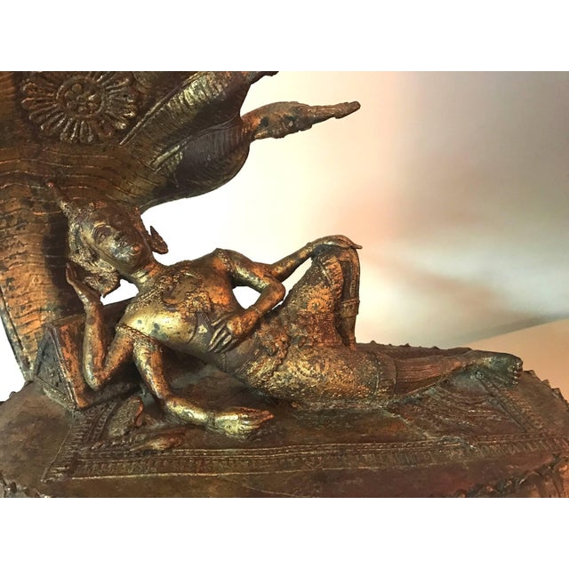 Rare Antique Buddha under Naga Sculpture from Thailand For Sale - Image 4 of 10