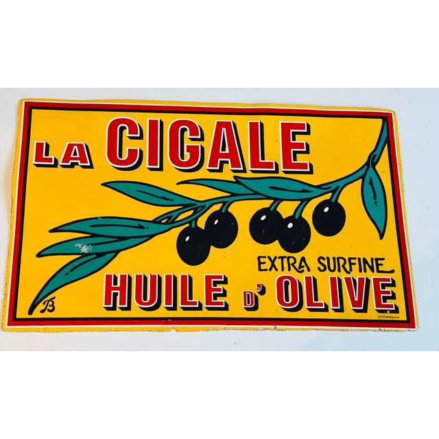 Bright and colourful vintage large Olive oil sign .