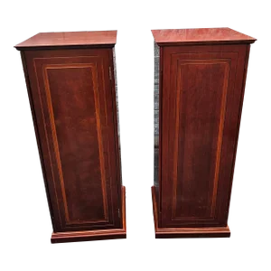 Late 20th Century Mahogany Pedestal Column Cabinets, a Pair