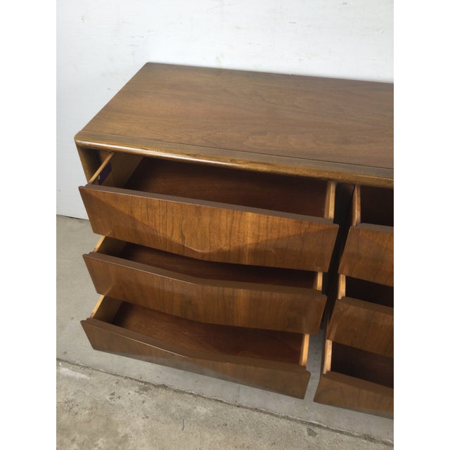 Mid Century Modern Lowboy Dresser With Unique Diamond Front by United Furniture For Sale - Image 9 of 17