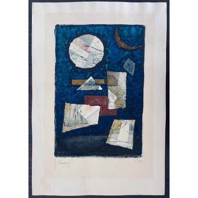 Vintage Moses Bagel Bahelfer Abstract French Judaica Watercolor Gouache Painting For Sale - Image 9 of 9