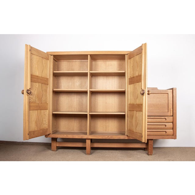Wood Double Buffet in Oak with Earthenware Tiles by Boleslaw Danikowski for Guillerme et Chambron / Votre Maison, 1960s For Sale - Image 7 of 18