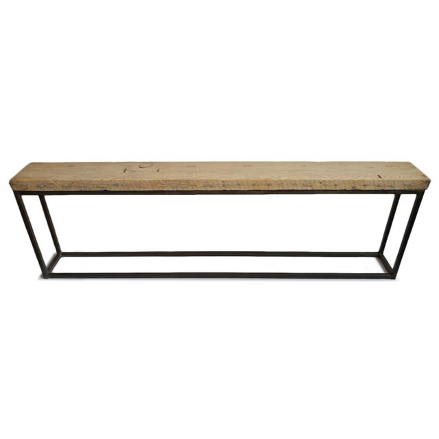 Farmhouse Narrow Old Plank Console Table For Sale - Image 3 of 9