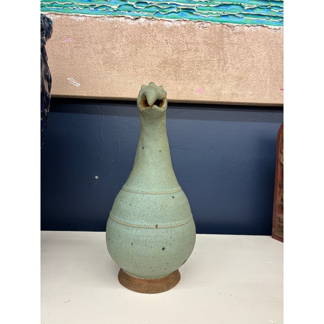 16th Century Thai Sawanghalok Celadon Ewer 16th Century W Hamsa Bird Head Mouth For Sale - Image 5 of 11