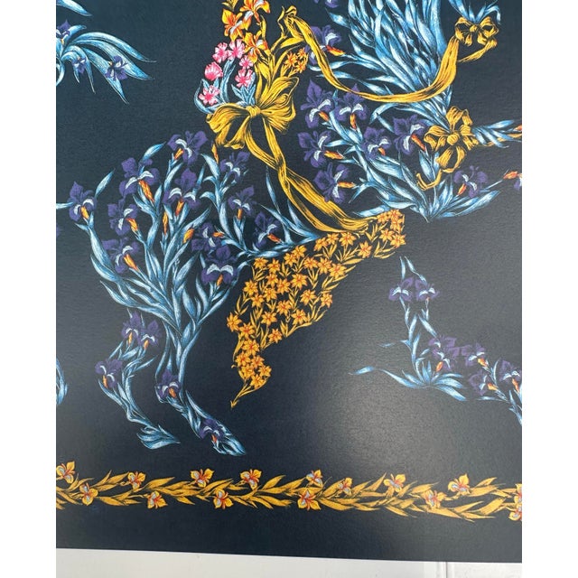Hermès Vintage Framed Authentic Original Hermès Art Advertisement Lithograph Featuring Hermès Scarf For Sale - Image 4 of 6