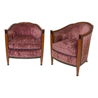 Pair of French Art Deco Armchairs Attributed to Maison Dominique France, Circa 1928–1932 For Sale