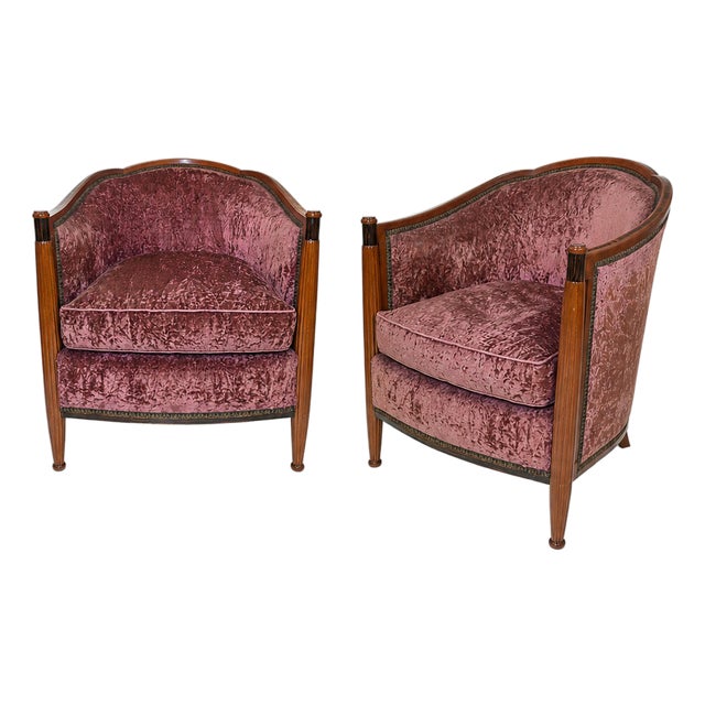 Pair of French Art Deco Armchairs Attributed to Maison Dominique France, Circa 1928–1932 For Sale