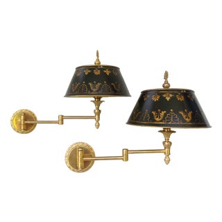 Bouillotte Wall Lights in Bronze Gilded, France, 1970s, Set of 2 For Sale