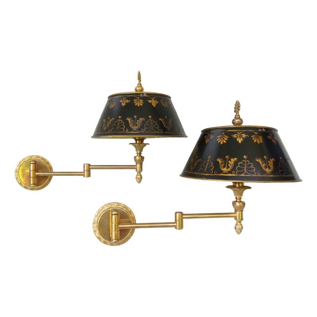 Bouillotte Wall Lights in Bronze Gilded, France, 1970s, Set of 2 For Sale
