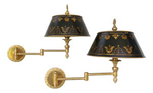 Bouillotte Wall Lights in Bronze Gilded, France, 1970s, Set of 2