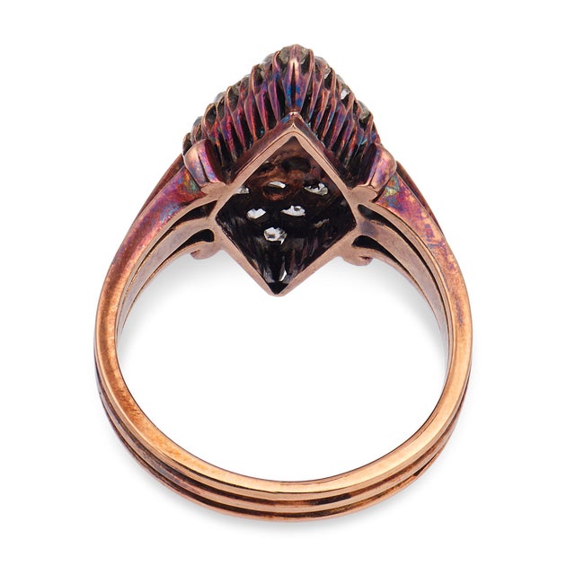 19th Century Victorian 1.70 Carat Old Mine Cut Diamond 14k Rose Gold Ring, Size 4.5 For Sale In Los Angeles - Image 6 of 7