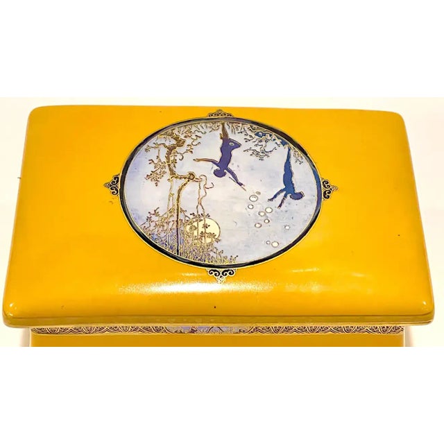 Art Deco Early 20th Century Art Deco Carltonware Luster Moonlight Frolicking Pixie Table Box, for Dunhill For Sale - Image 3 of 13