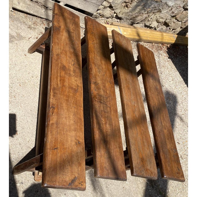 Rustic Oak Farmhouse Bench, 1950s For Sale - Image 11 of 18